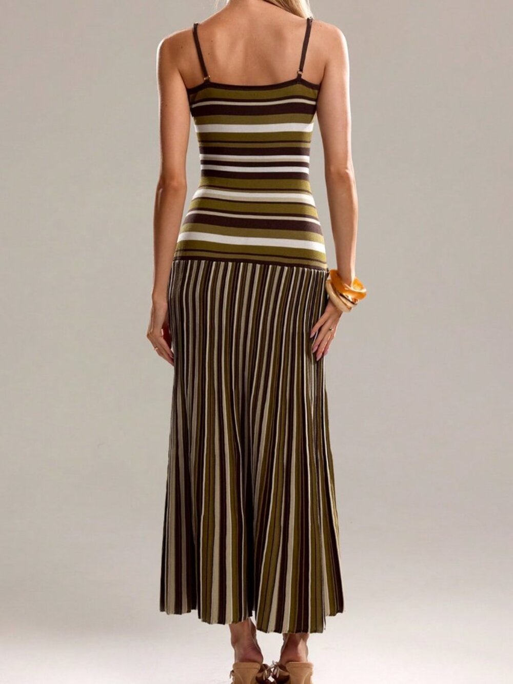 Multicolor Casual Women's Striped Knit Maxi Dress - Picture 2 of 5